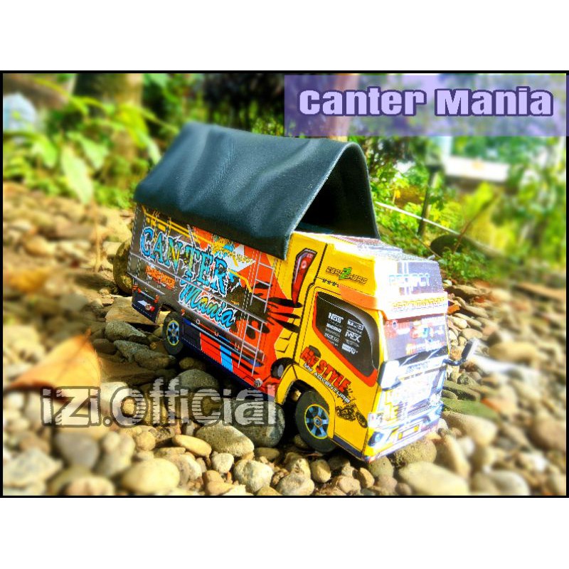 MINIATUR TRUK OLENG MINIATUR TRUK CANTER MURAH FULL LAMPU TERPAL OLENG RODA KAYU