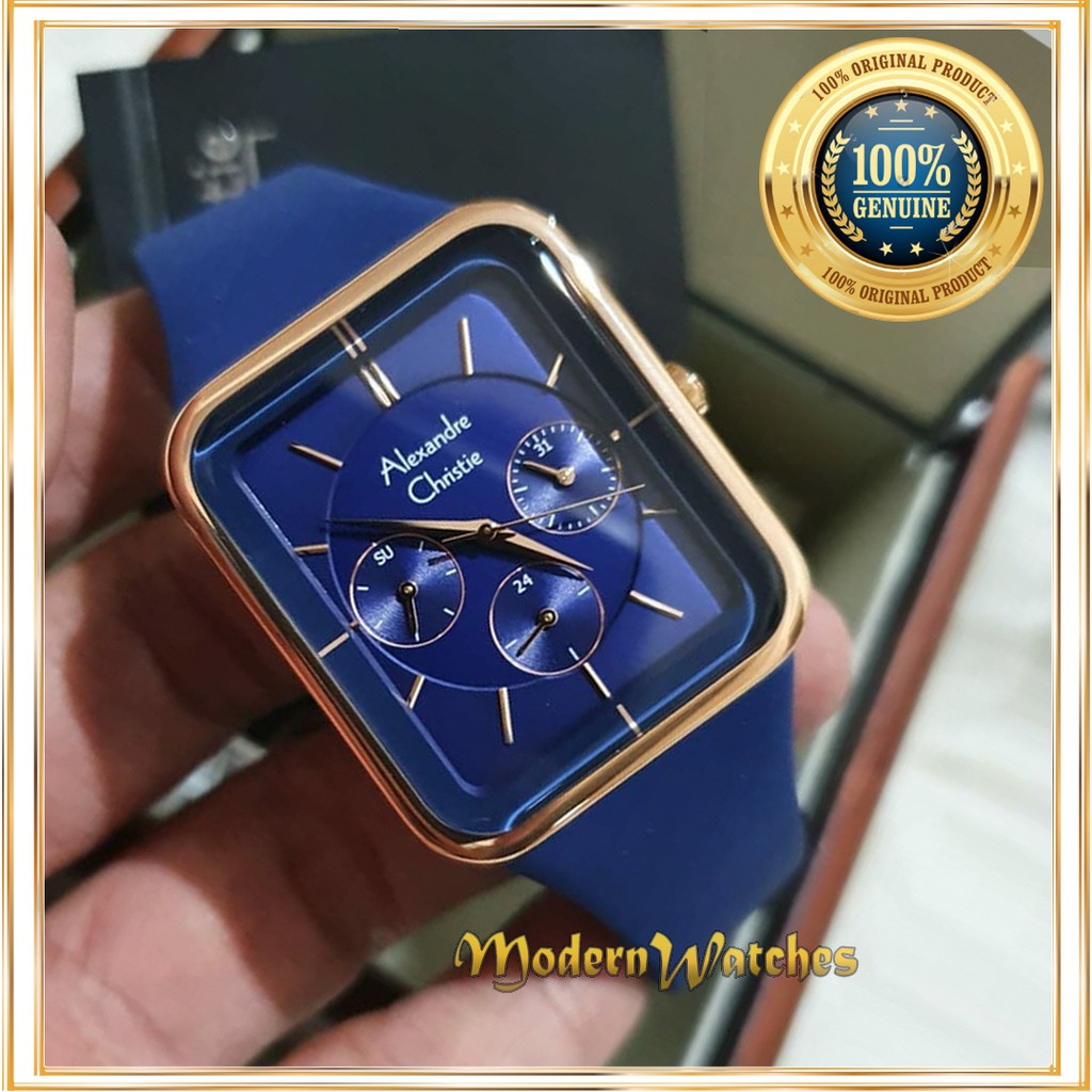Jam Tangan Ori Alexandre Christie terbaru wanita Original AC 2744 Blue biru rubber bergaransi resmi