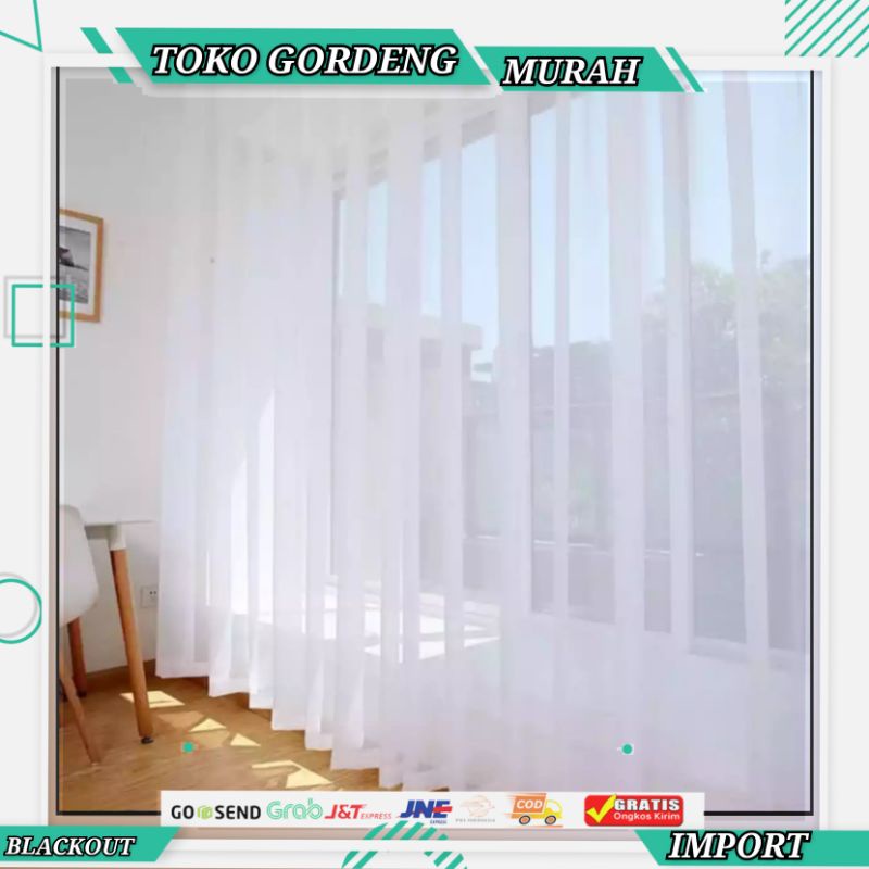 gorden putih transfaran tirai jendela rumah murah vitrase polos inner puring tile  daleman gordeng