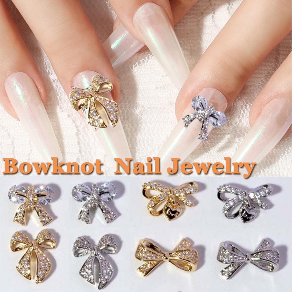 AUGUSTINA Agustina 3D Kuku Zirkon Mode Shiny Charms Bow Knot Beating Heart Bear Deer Nail Art Dekorasi