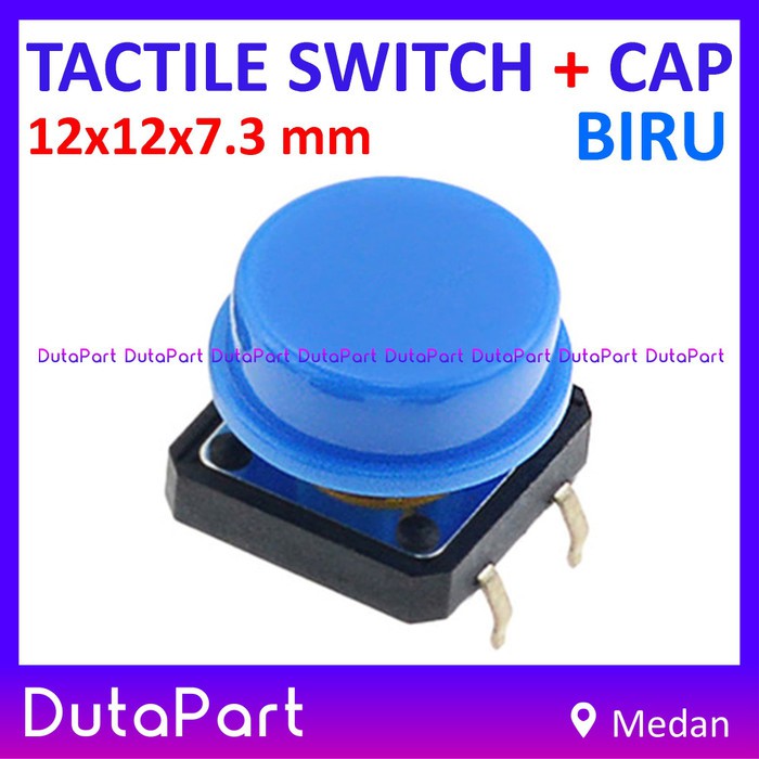 Tactile Switch Push Button 12x12x7.3 mm 12x12 FREE KEY CAP BIRU