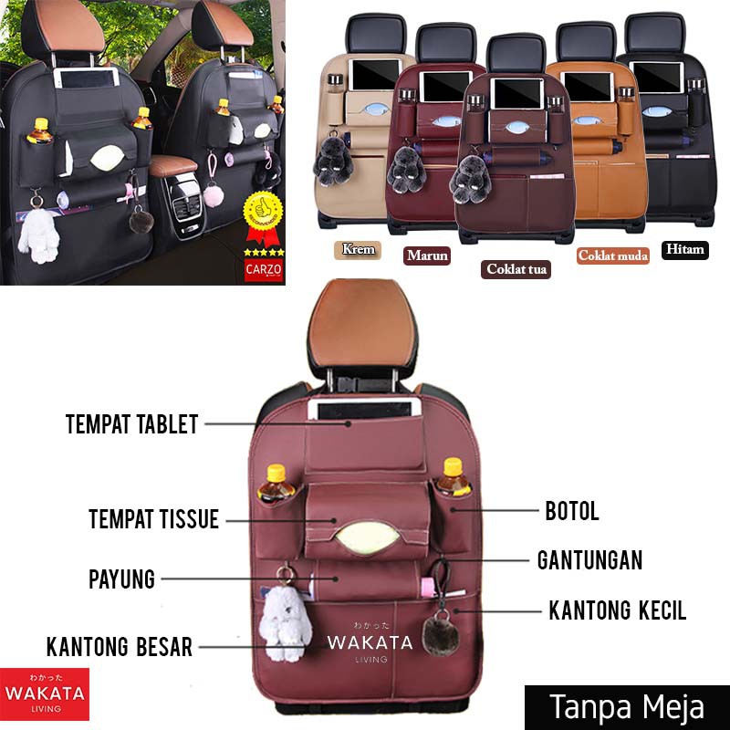 Original Premium Leather Car Seat Back Organizer Mobil / Tas Belakang Jok Mobil / Tas Kursi Mobil