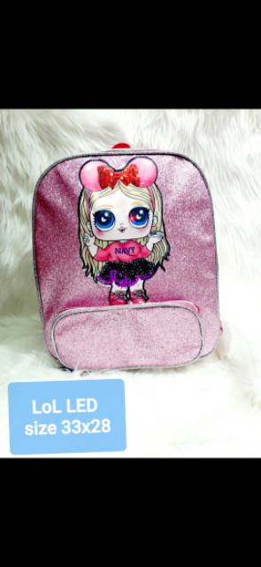 TAS LOL LED GLITER KARAKTER LOL TAS ANAK SEKOLAH PEREMPUAN