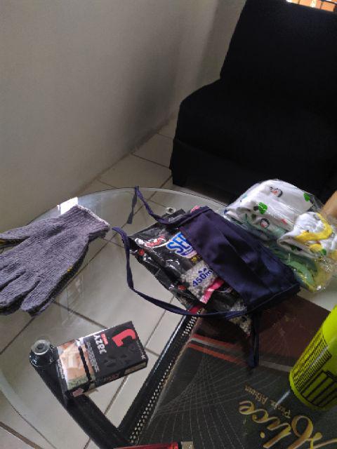 Sarung Tangan Benang Rajut Industri Dotting Abu Bintik Kuning Warna