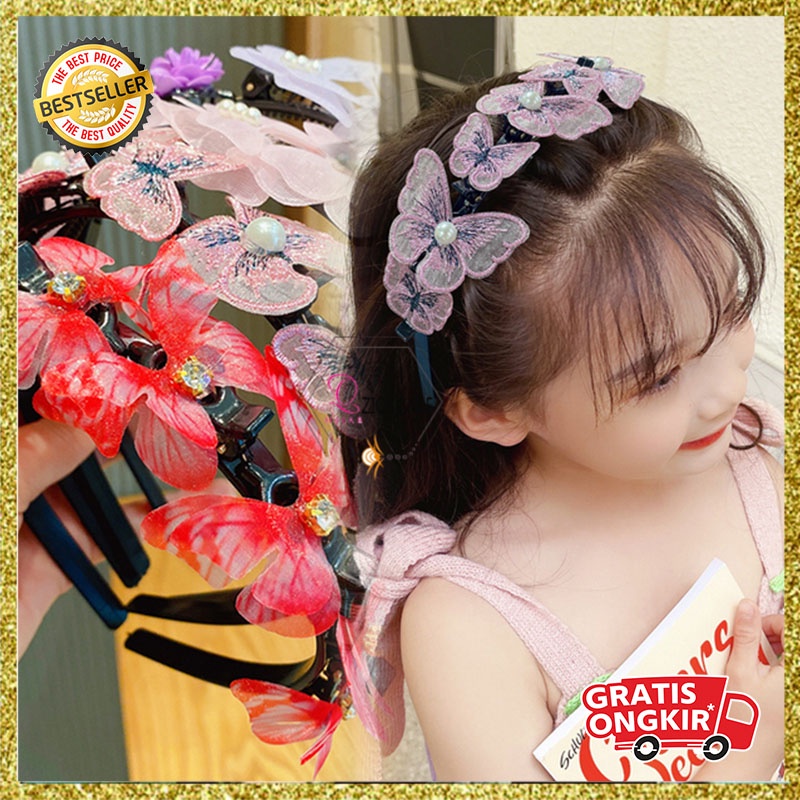 Bando Korea Anak Perempuan Aksen Sayap Kupu Aksesoris Hiasan Rambut Wanita Fashion Bandana Lucu AK161