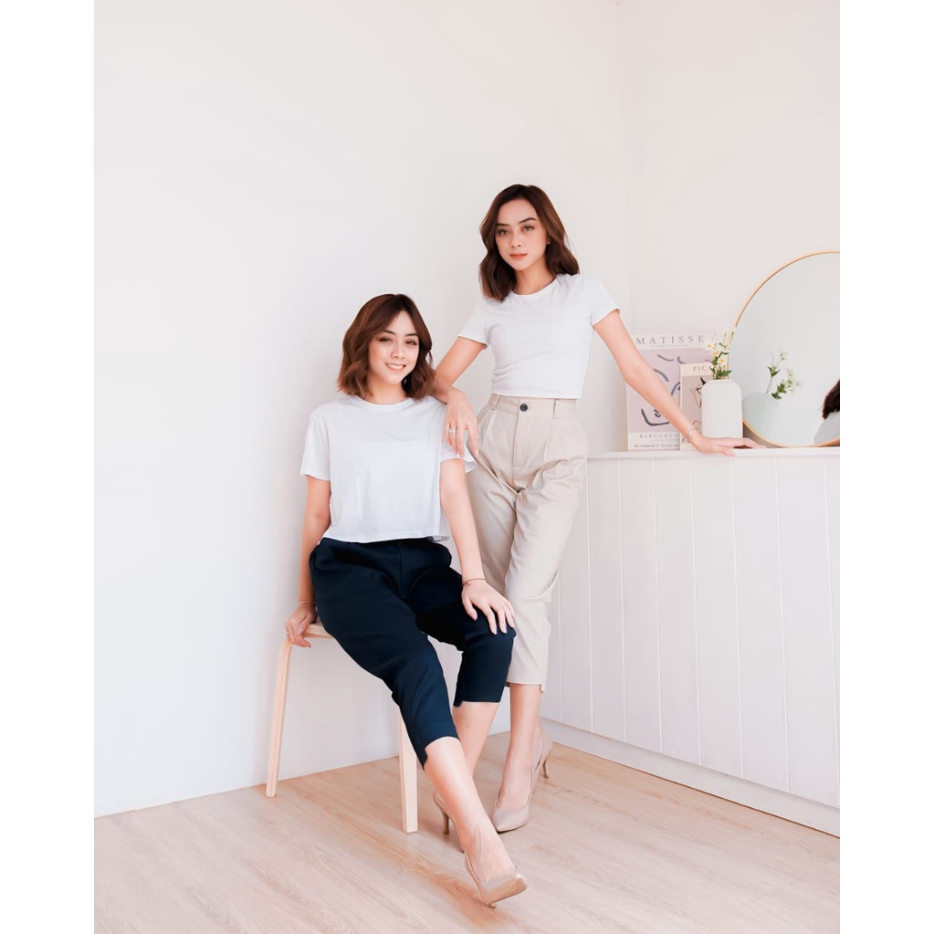 WOLU - Celana 7 per 8 Wanita bahan Katun Stretch Comfy Londina Pants