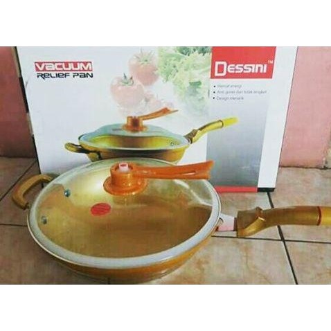 Panci Golden Wok Pan Dessini 2 in 1 Slow Cooker Wajan Anti Lengket Terbaik