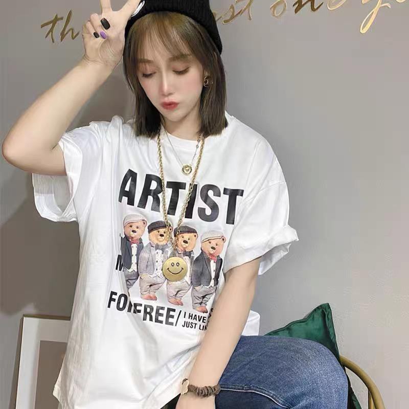 Overtee Tshirt Oversize Wanita Motif Artist Bear - 100% IMPORT