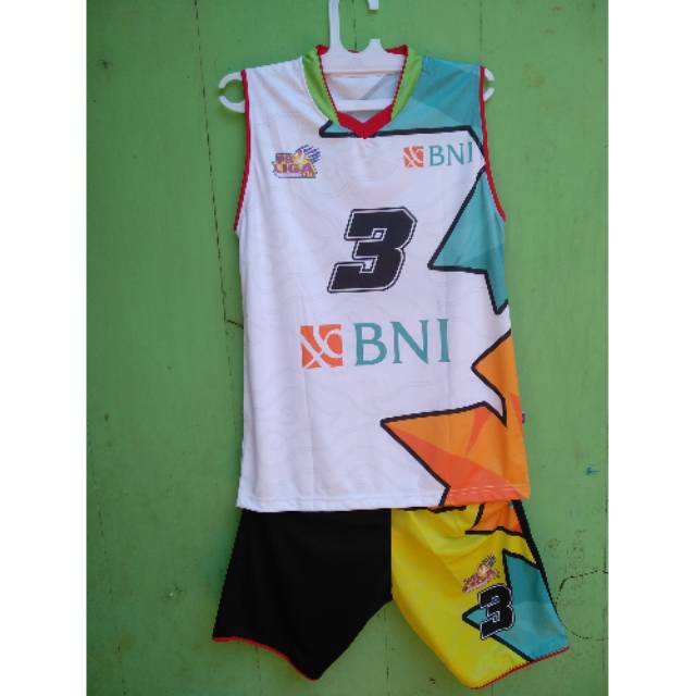 Jersey voli bni putih oren