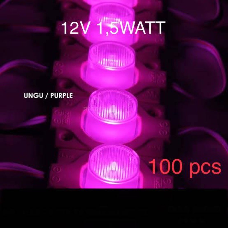 100 PCS LED Modul 1,5W 1 LED 12V Ungu Purple