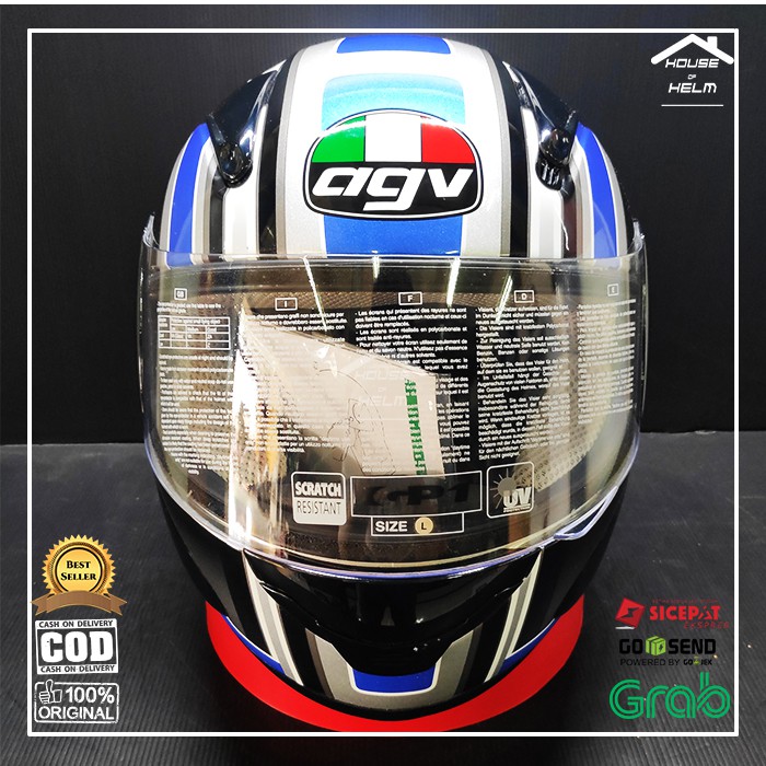 HELM FULLFACE FULL FACE FULFACE AGV KEREN CLASIC CLASSIC MURAH GP1 GP 1 R07 SILVER BIRU