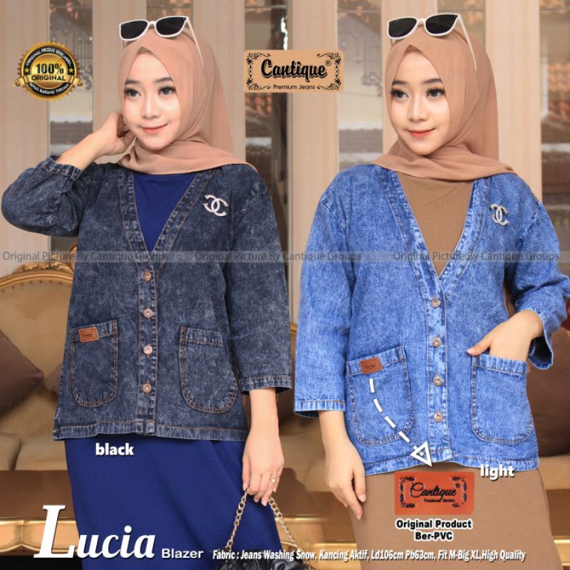 LUCIA BLAZER BY CANTIQUE (JAKET JEANS WANITA) Jaket Blazer Jeans muslimah