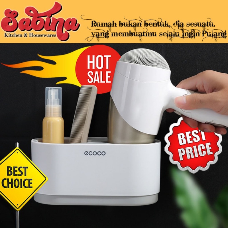 Rak Dinding Holder Dudukan Hair Dryer 1 Storage Cup Multifungsi