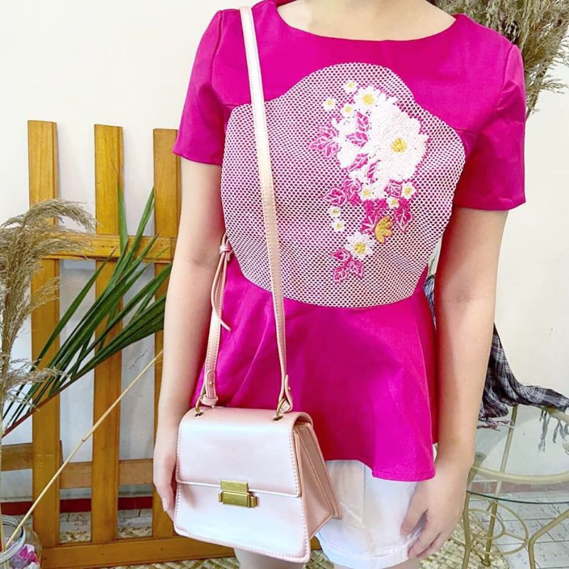 ATASAN SHANG HAI FUCHSIA PINK VALENTINE FUSIA BRANDED STOCKLOT ATASAN WANITA JUMBO BIG SIZE PUTIH HA