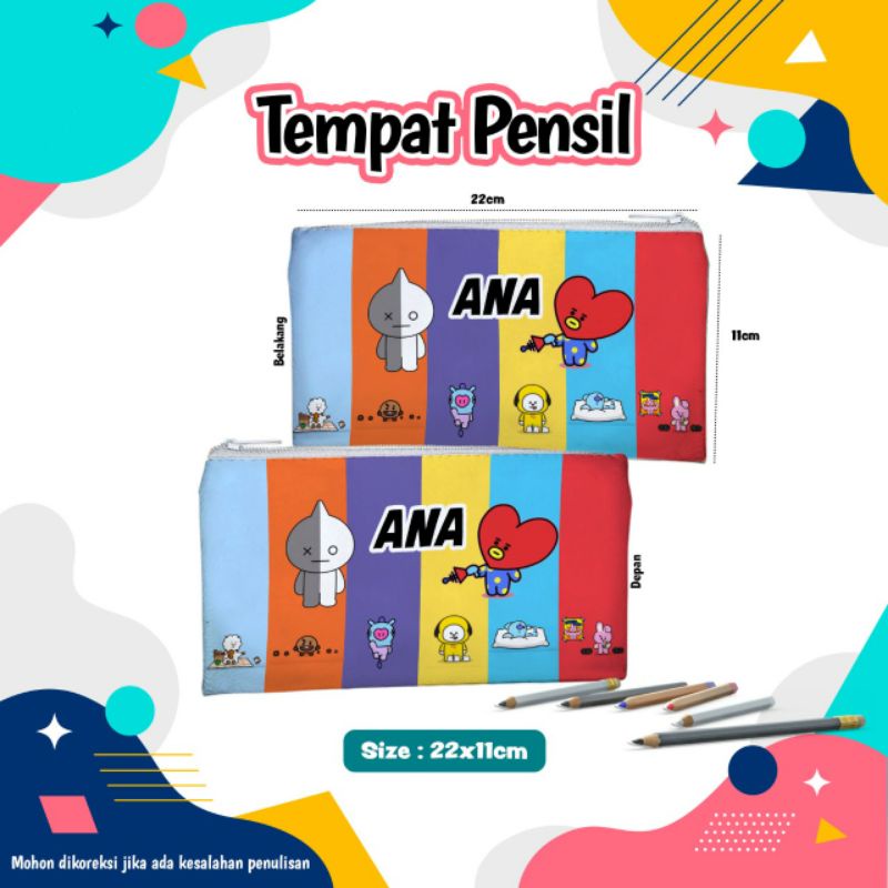 

Tempat pensil anak bisa custom gambar ditambah tulisan nama anak dan foto, size 22×11cm