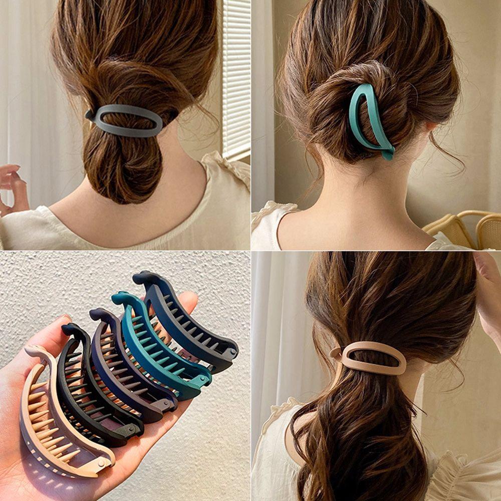 Needway   Buram Klip Pisang All-match Retro Aksesoris Fashion Berongga Bentuk Oval Ponytail Holder Aksesoris Rambut