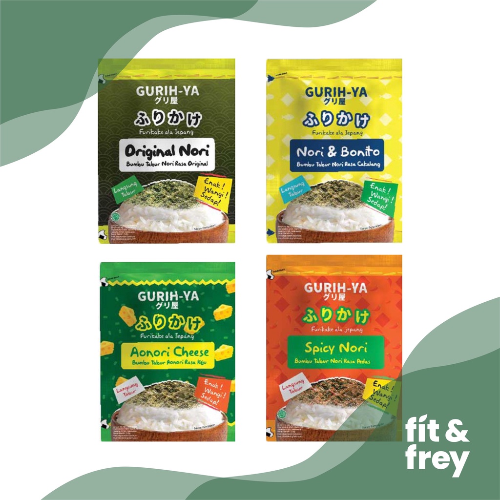 GURIHYA Abon Rumput Laut Sachet 5g - Seaweed Seasoning - Cheese / Keju Bubuk - Original Nori / Aonori Cheese / Bonito / Spicy - Furikake Gurih Ya