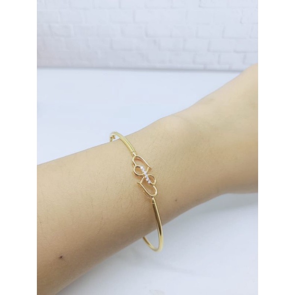 GELANG BANGLE PIPA LOVE DOUBLE MP / GELANG PERAK ASLI SILVER 925 LAPIS EMAS/ GELANG FASHION TERBARU