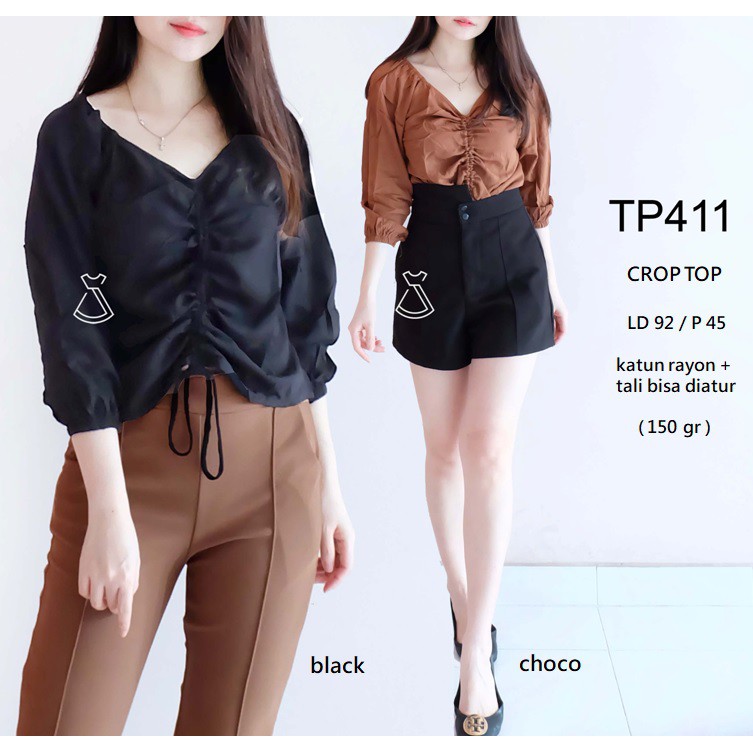 TP411 - CROP TOP KOREAN BASIC KATUN RAYON