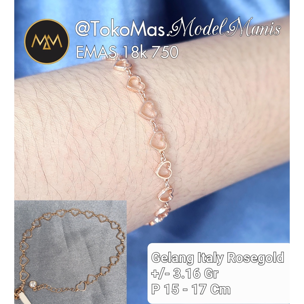 Gelang Full Love emas italy 750 kadar 18k