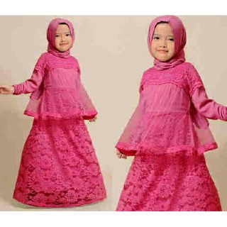 Setmuslim Gamis  Anak  Maxi Janeta Fanta Pakaian Anak  Baju  