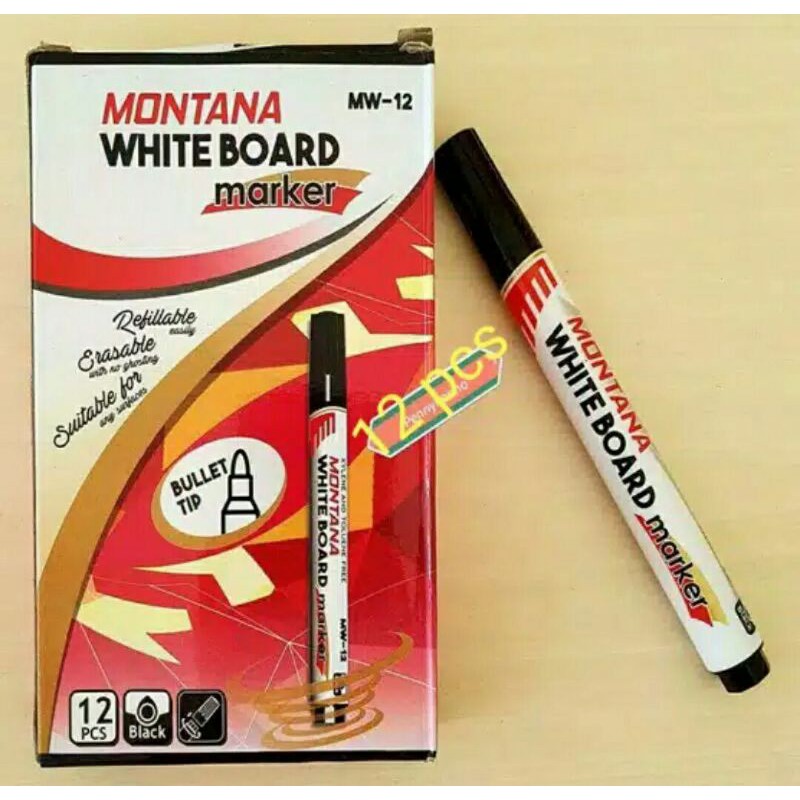 

SPIDOL WHITEBAORD MONTANA ISI 12 PCS WARNA HITAM (bisa dihapus)