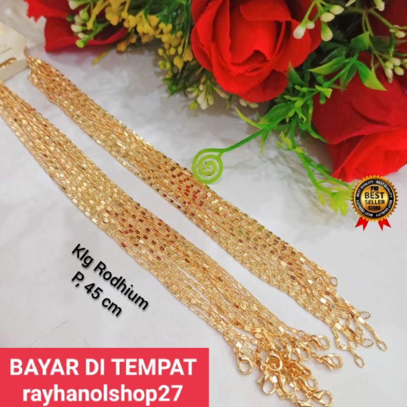 Kalung Rhodium gold 1pcs kalung pria wanita termurah