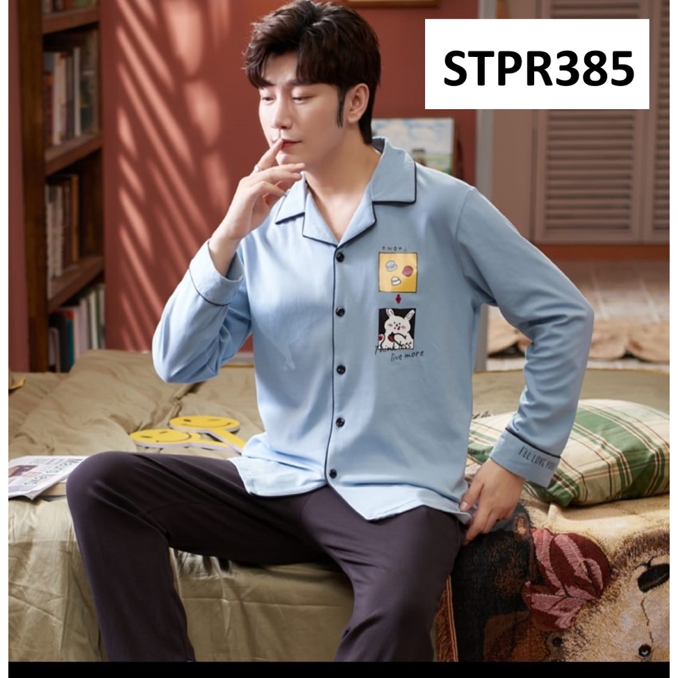 Piyama Pria Baju Tidur Pria Salur Bird Blue - STPR298