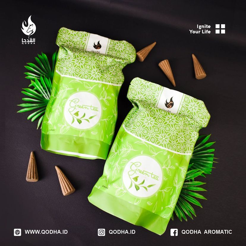 Bukhur Buhur Dupa Kerucut Aromaterapi Qodha isi 50 Pcs Aroma GREEN TEA