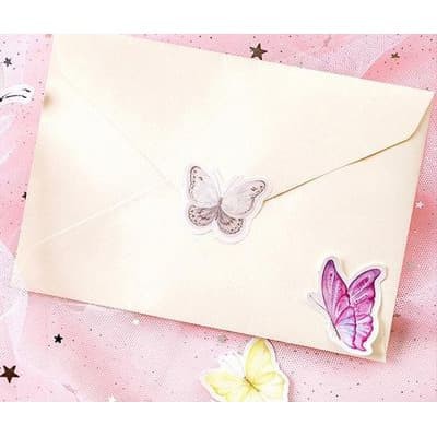 Label Sticker - Colorful Butterfly on Pink (46pcs)