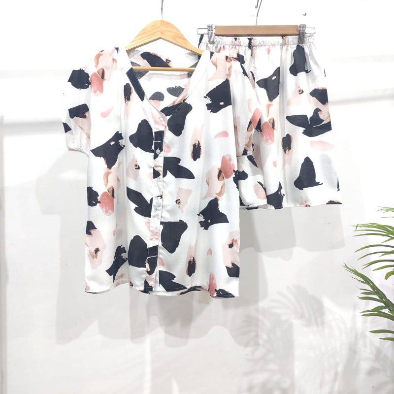 PIYAMA PENDEK RAYON | PIYAMA KANCING | BAJU RUMAHAN MURAH-TB 2