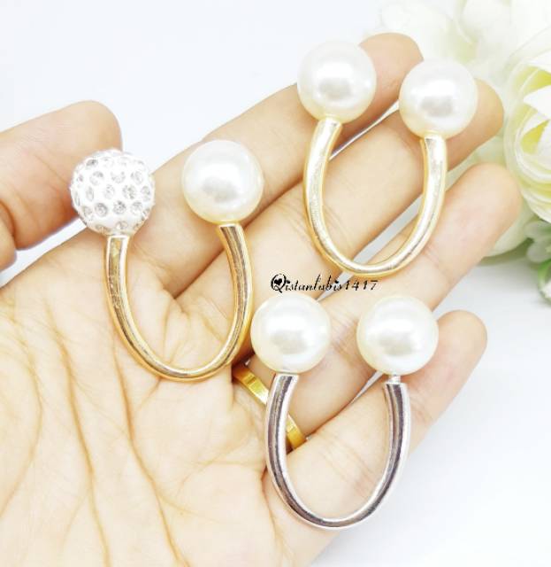 Mutiara ring hijab gold geser gambar