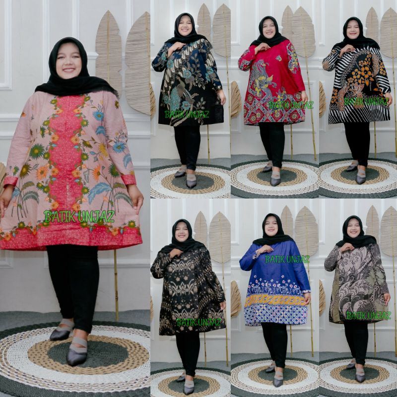 TUNIK JUMBO RESLETING DEPAN BUSUI LENGAN PANJANG LD 130 140 150 BATIK KANTORAN BIG SIZE CANTIK ATASA