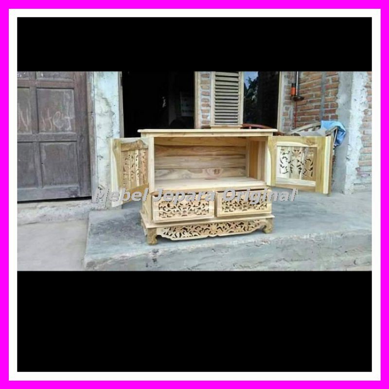 Bufet full ukir jati - Meja tv jati kecil ukiran furniture meuble jepara