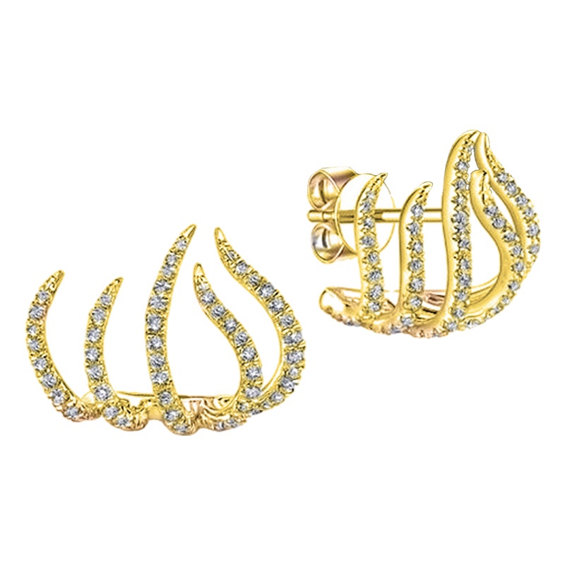 Anting Stud Tindik Desain Cakar Warna Silver Putih Untuk Wanita