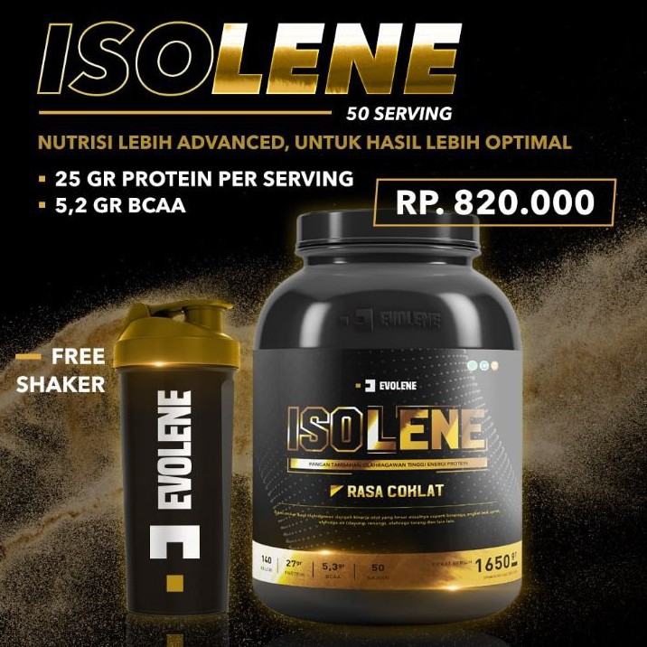 ISOLENE 1650gr gram 50 Serving Isoline Evolene Whey Protein Isolate Isolen 50 Sachet Protein Evolen