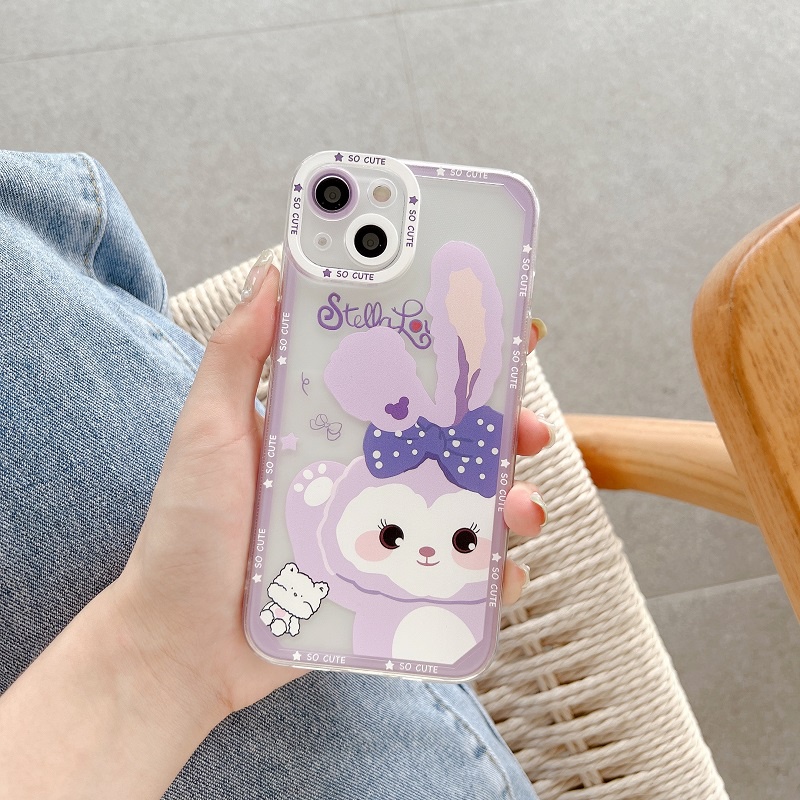 Soft Case Pelindung Transparan Motif Kelinci Beruang Kecil Anti Jatuh Untuk iPhone 13 12 Pro MAX 11 X XR XS MAX 7 8 Plus