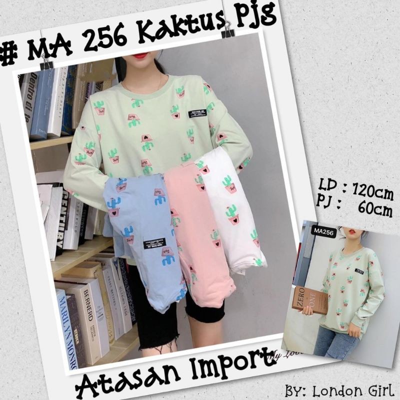 Atasan / kaos lengan panjang import kaktus MA 256 by London Girl