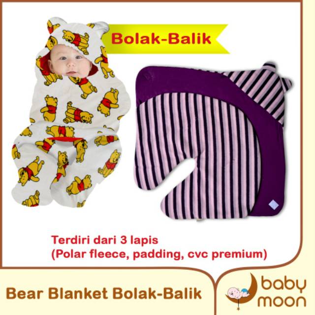 TERLARISSS BEAR BLANKET BABY BOLAK BALIK DITA , SELIMUT BAYI BOLBAK LEMBUT