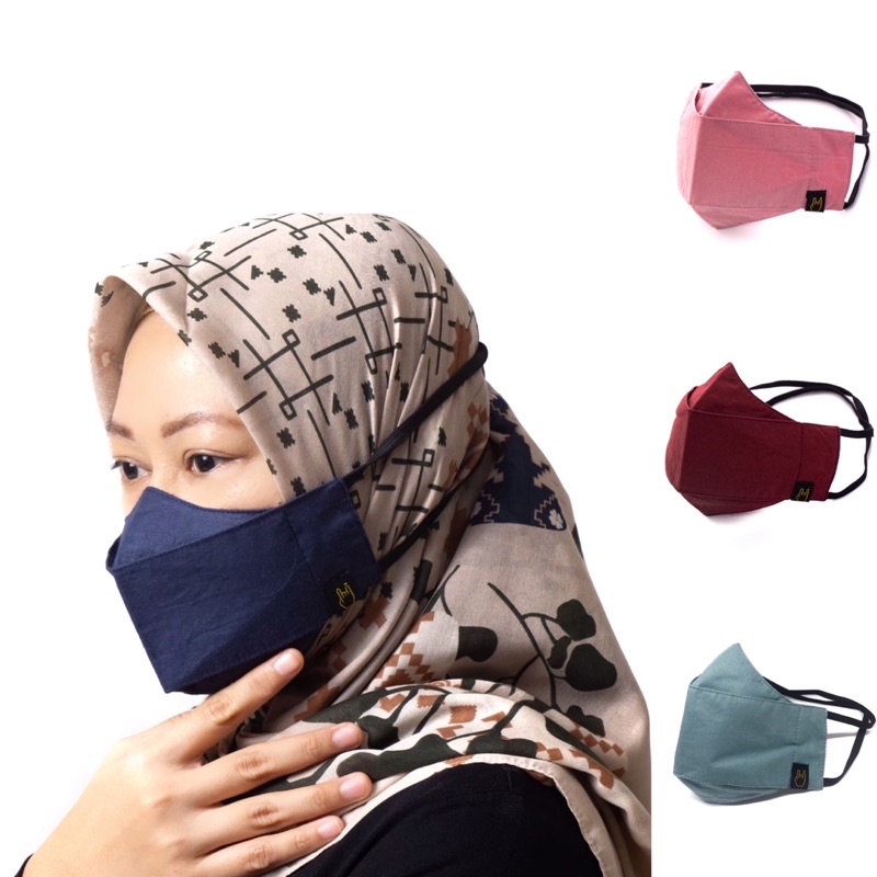 MASKER HEADLOOP HIJAB 3D KAIN/ MASKER HEADLOOP MODEL KN95/ MASKER KAIN HEADLOOP