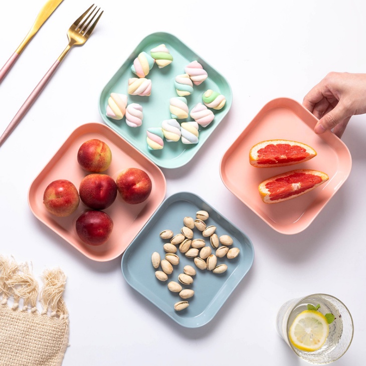 OSM JKT H5233 Piring Jerami Persegi / Piring Saji / Piring Buah / Wadah Buah / Piring Snack / Piring Plastik-4