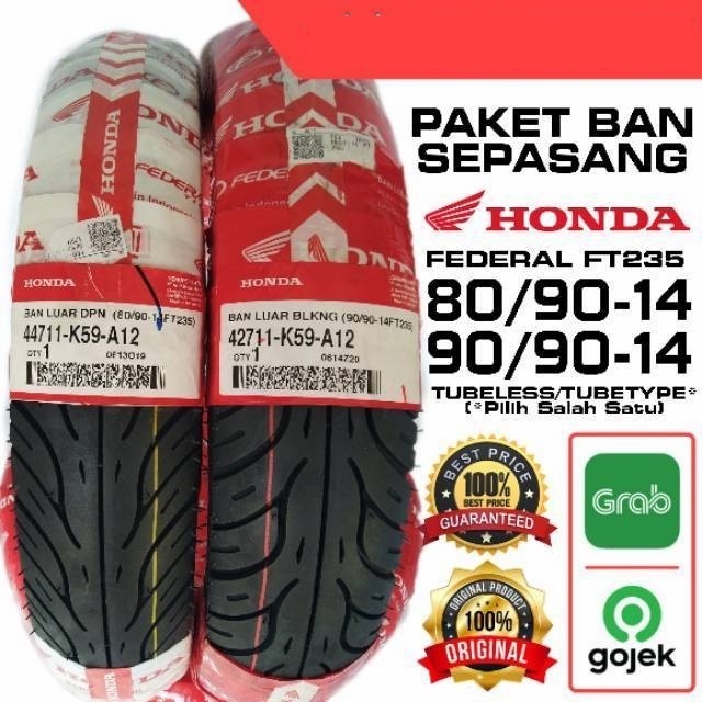 PAKET 80/90 & 90/90 RING 14 SEPASANG BAN LUAR HONDA FEDERAL FT235 TUBE
