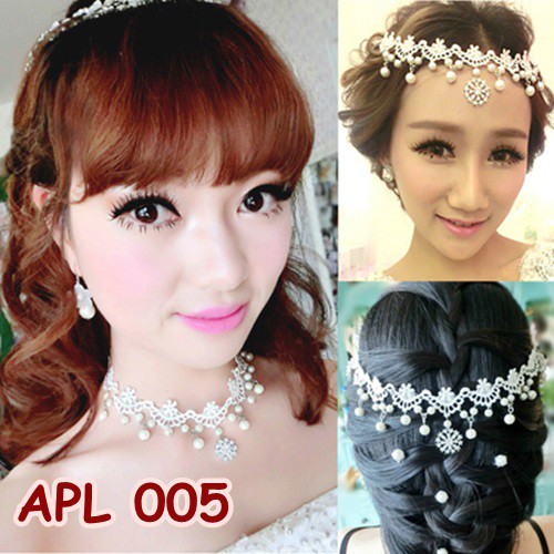 [PRODUK TERLARIS] NECKLACE MUTIARA HEADPIECE KALUNG PENGANTIN WANITA APL005