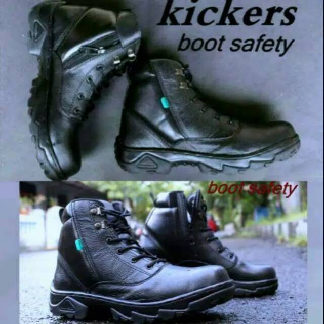 Sepatu Boots Safety Pria Kickers PDL PDH Kulit asli