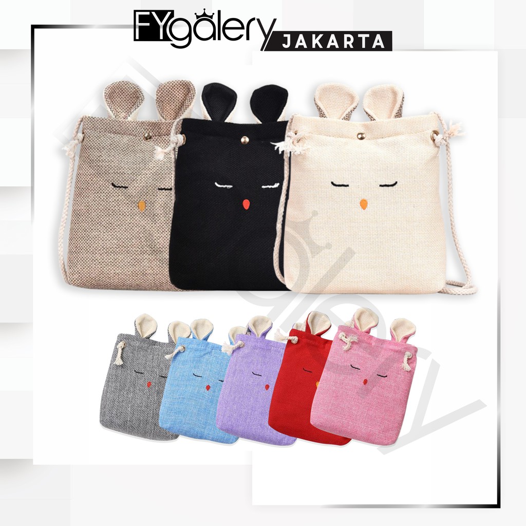 MARKAS MS1298 Tas Kanvas Emotikon Tas Selempang Tas Mini Tas Fashion Wanita Sling Bag