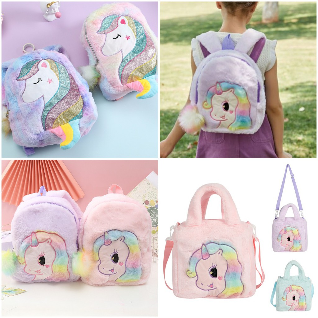 Tas ransel unicorn bulu anak paud TK tas sekolah anak unicorn Tas Ransel Backpack Anak Perempuan Kado ultah anak perempuan TAS BLINGBERRY ORIGINAL IMPORT