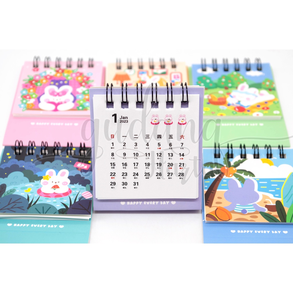 Kalender Mini 2023 Cute Rabbit Calender Duduk Motif Kelinci GH 505003