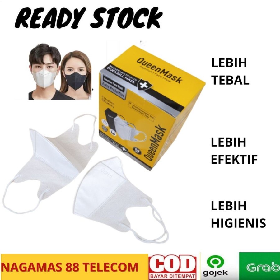 MASKER DUCKBILL 4 ply QUEEN MASK 1 BOX ISI 50 PCS DISPOSABLE FACE MASK