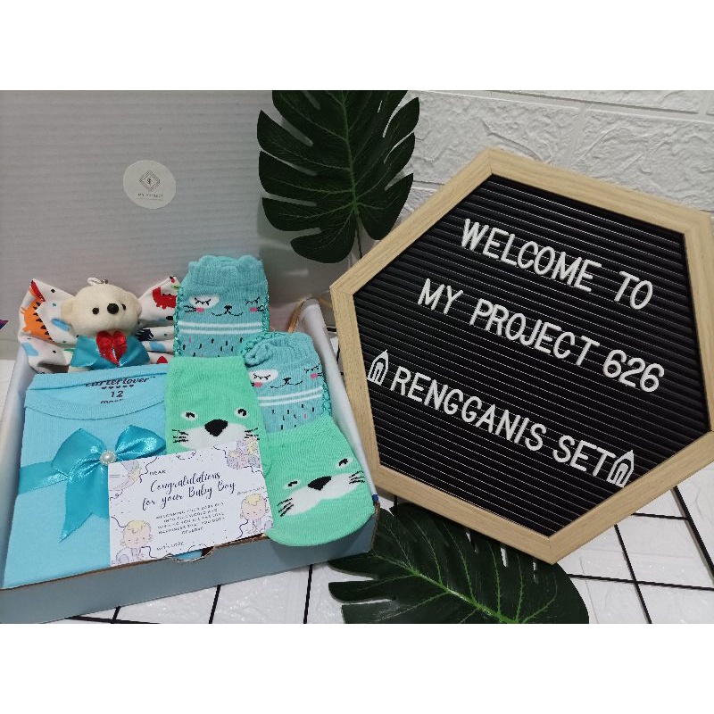 RENGGANIS SET | BABY HAMPERS BAYI GIFT KADO SET | PAKET LAHIRAN BAYI LAKI - LAKI PEREMPUAN UNISEX-BLUE
