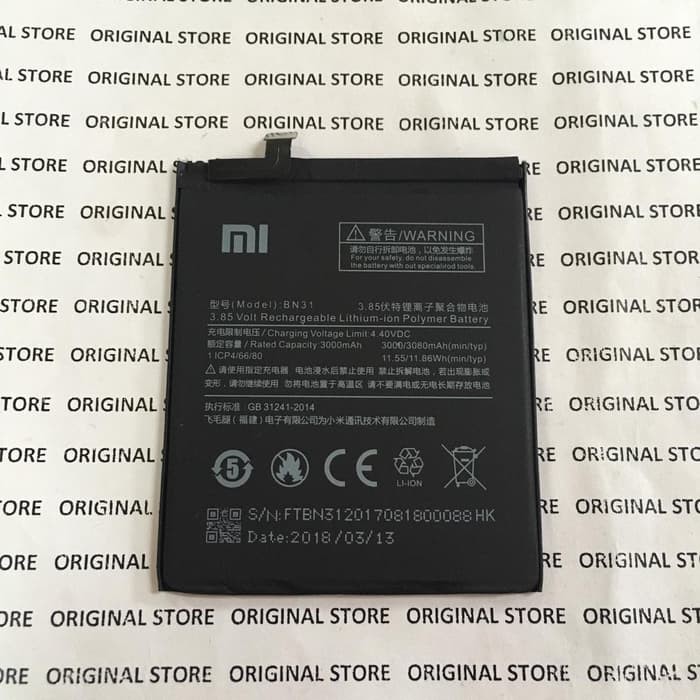 DISKON BATRE XIAOMI REDMI NOTE 5A BN31 ORIGINAL BATERAI XIOMI REDMI NOTE 5A